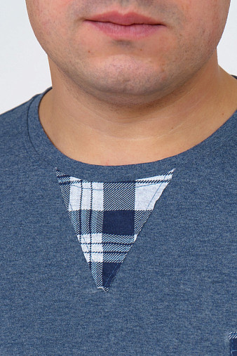 Пижама мужская Олимп дл.рукав св.серый/клетка