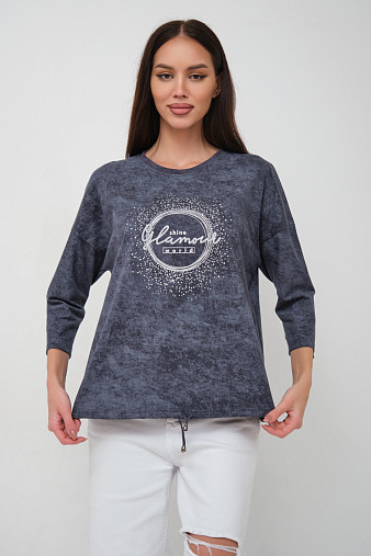 Лонгслив жен. Гламур варенка т.серый
