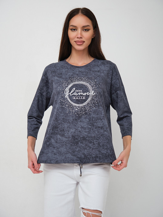 Лонгслив жен. Гламур варенка т.серый