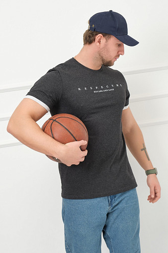 Футболка мужская Респект антрацит/меланж