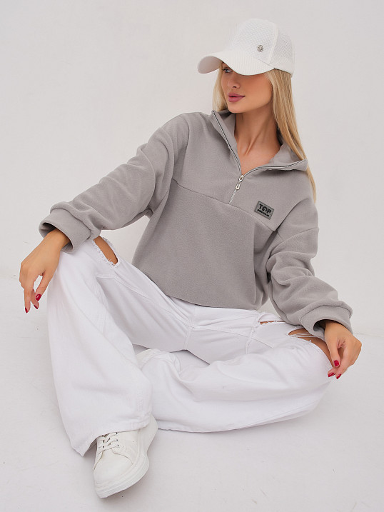 Толстовка жен. Тренд флис св.серый