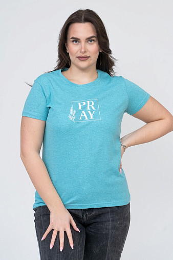 Футболка женская Ника лазурь/меланж