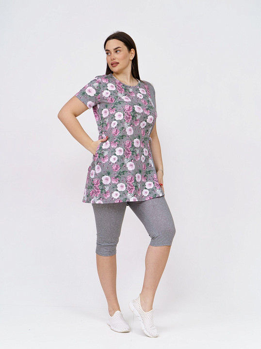Костюм Симона серый/цветы