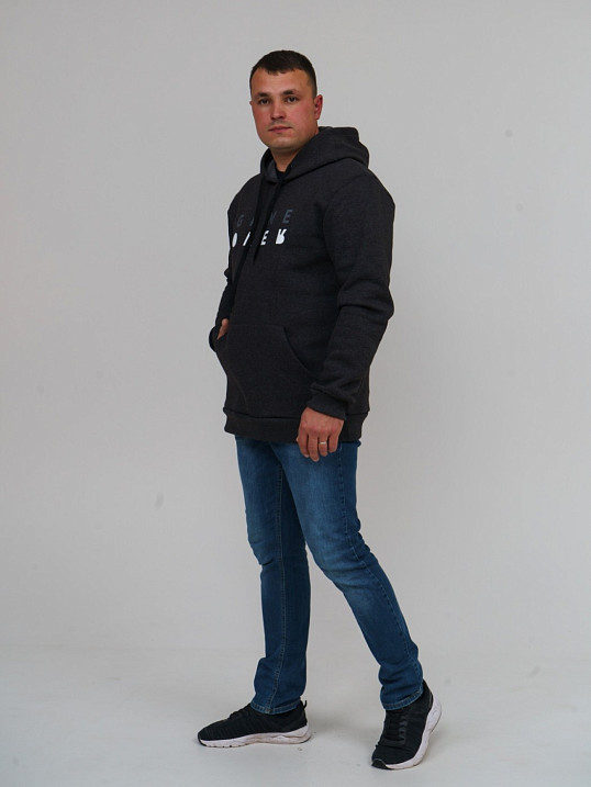 Толстовка мужская Тайм т.серый/меланж 3-х нитка начес