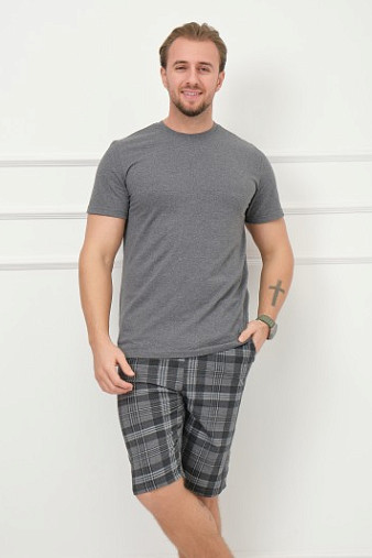 Костюм мужской Джой серый/клетка