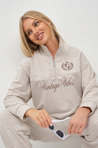 Костюм женский Верона однотонный беж/меланж