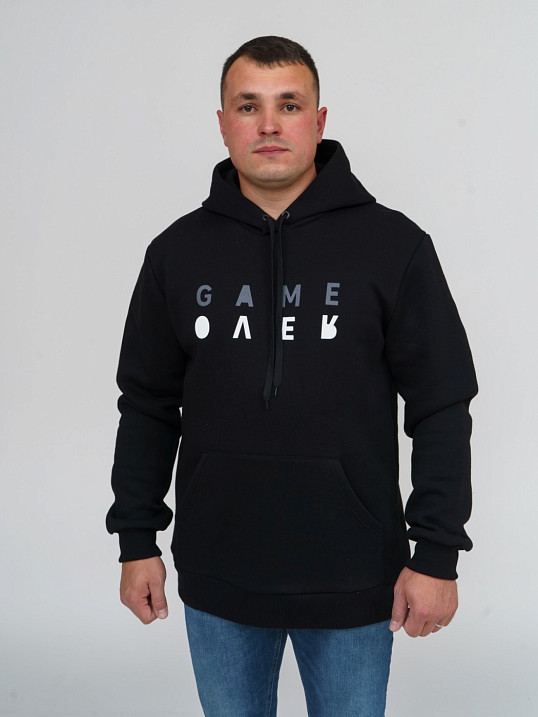 Толстовка мужская Тайм черная 3-х нитка начес