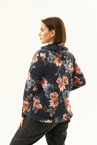 Толстовка женская Мираж ПАН т.синий/цветы