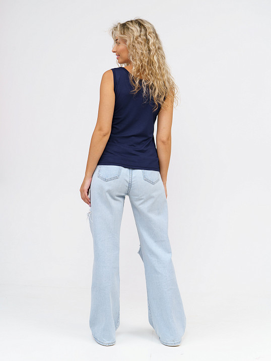 Майка вискозная однотонная т-синяя