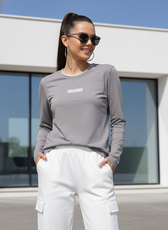 Лонгслив женский Сигма серый