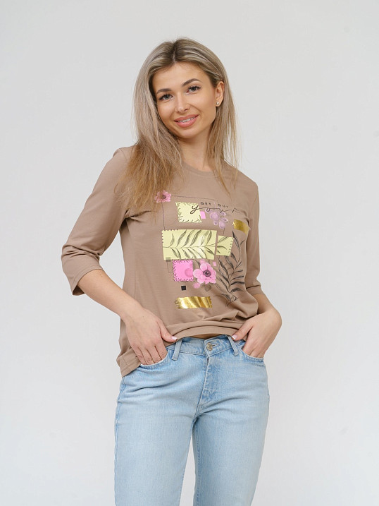 Лонгслив Элис рукав 3/4 бежевый