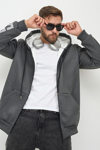 Толстовка муж. Дэнди 3-х нитка начес т.серый