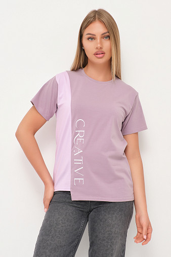 Футболка женская Креатив корица/лаванда