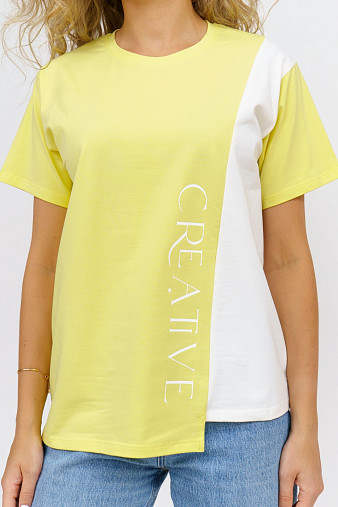 Футболка женская Креатив лимон/молочный