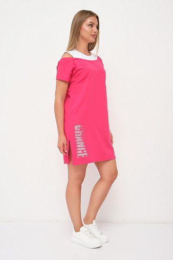 Платье женское Мирэль со стразами фуксия