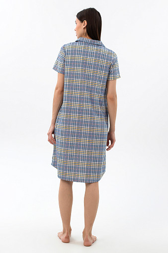 Халат Анна синий/клетка