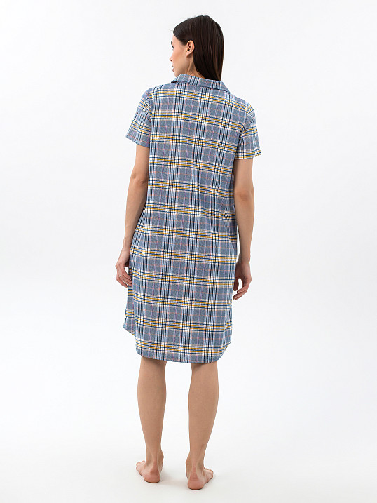 Халат Анна синий/клетка