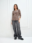 Лонгслив Флирт коричневый/леопард