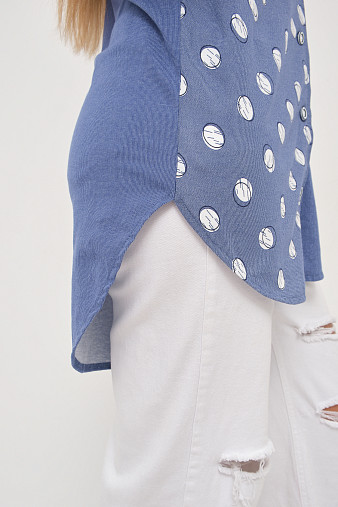 Рубашка Асимметрия джинс/горох