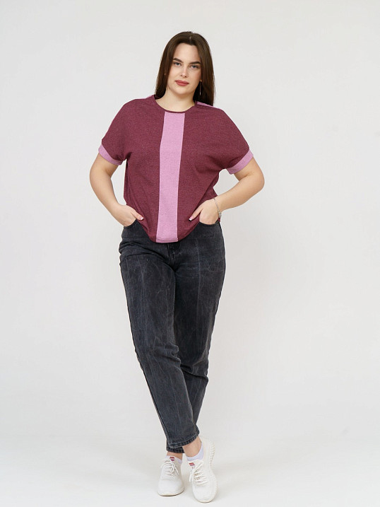 Футболка женская Моника бордо/меланж