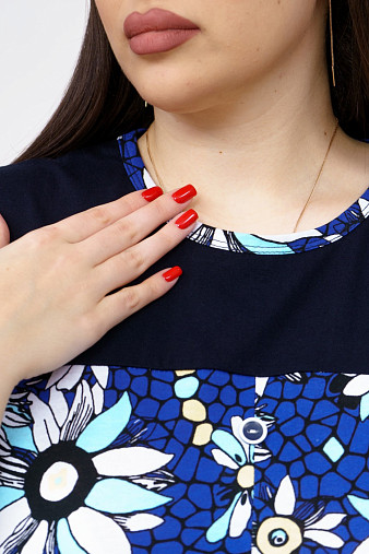 Костюм Вдохновение синий/цветы