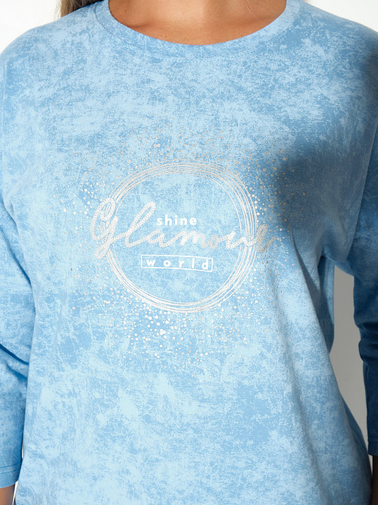 Лонгслив жен. Гламур варенка голубой