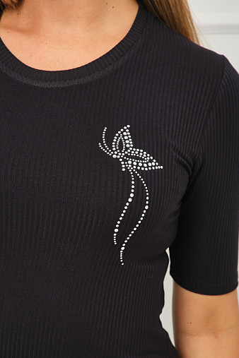 Лонгслив женский Вираж лапша черный