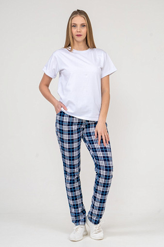 Брюки Силуэт сине-голубой/клетка