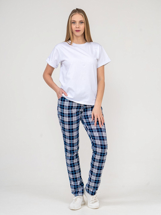 Брюки Силуэт сине-голубой/клетка