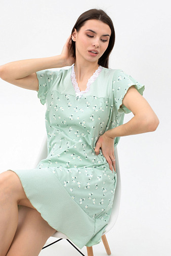 Ночная сорочка Астра крыло фисташка/цветы