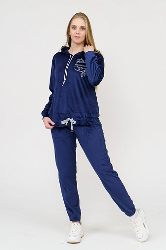 Костюм Уют велюр синий