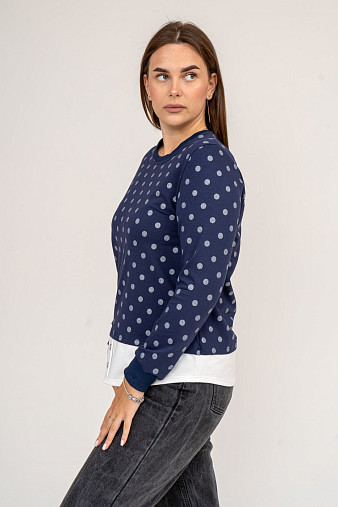 Толстовка женская Аврора синий/горох