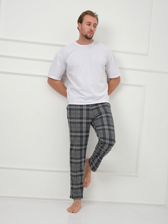 Брюки мужские Легион серый/клетка