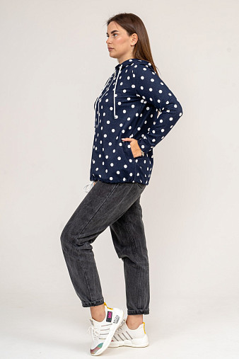 Толстовка женская Мираж футер т.синий/горох