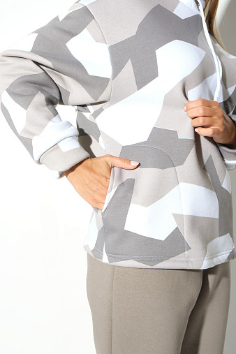 Костюм жен. Геометрия набивка 3-х нитка начес олива