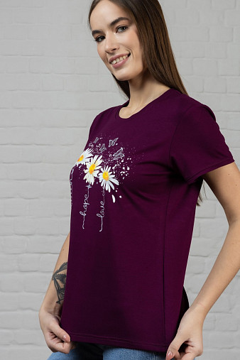 Футболка Ромашка баклажан