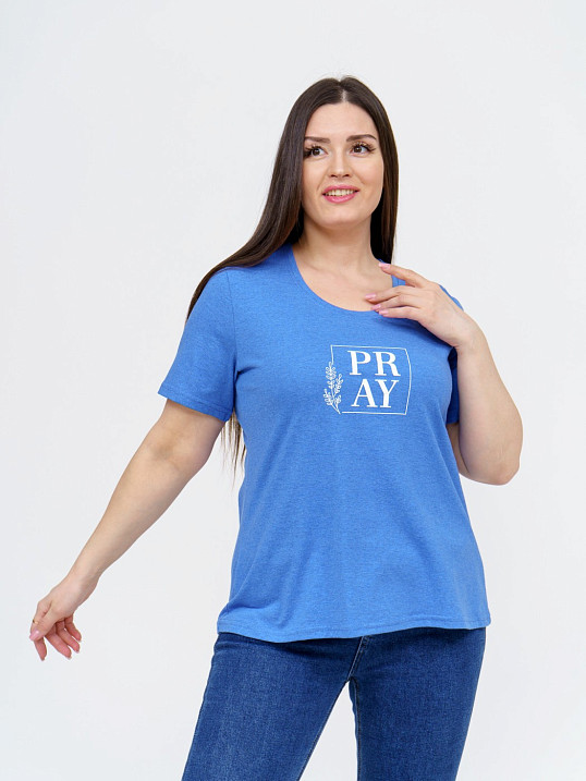 Футболка женская Ника индиго/меланж 