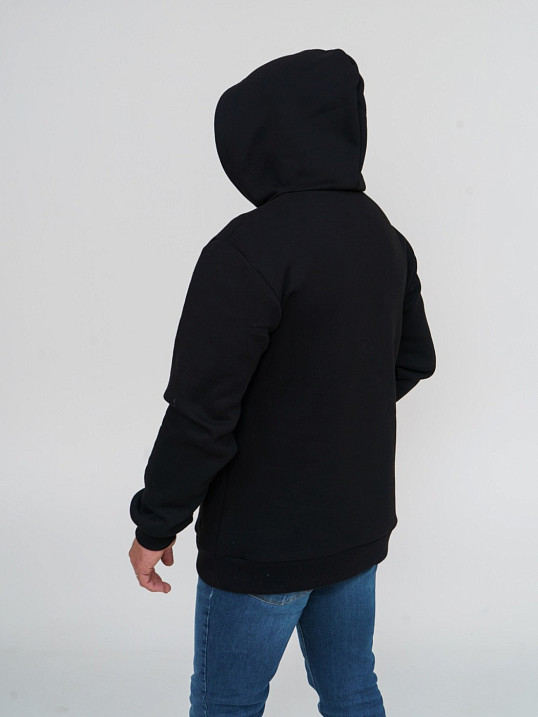 Толстовка мужская Тайм черная 3-х нитка начес