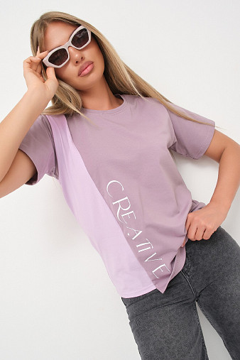 Футболка женская Креатив корица/лаванда