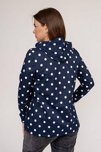 Толстовка женская Мираж футер т.синий/горох