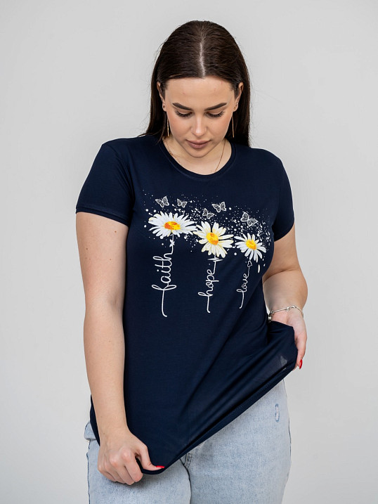 Футболка Ромашка синий