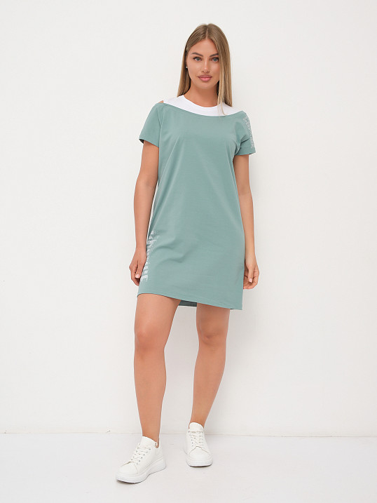 Платье женское Мирэль со стразами изумруд