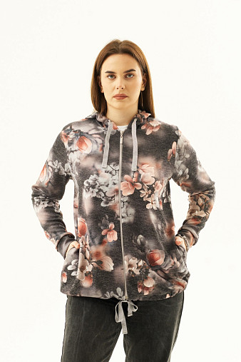 Толстовка женская Мираж ПАН антрацит/цветы