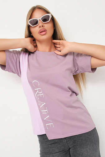 Футболка женская Креатив корица/лаванда