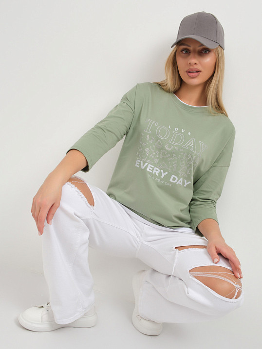 Лонгслив женский Лео фисташка