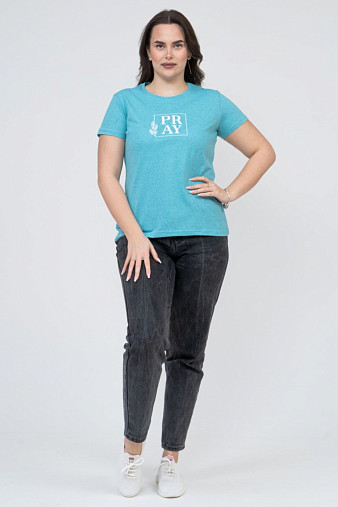 Футболка женская Ника лазурь/меланж