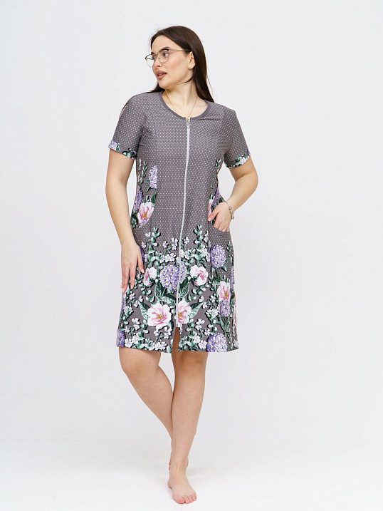 Халат Света купон серый/цветы