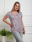 Футболка Фонарик вискоза брусника/цветы