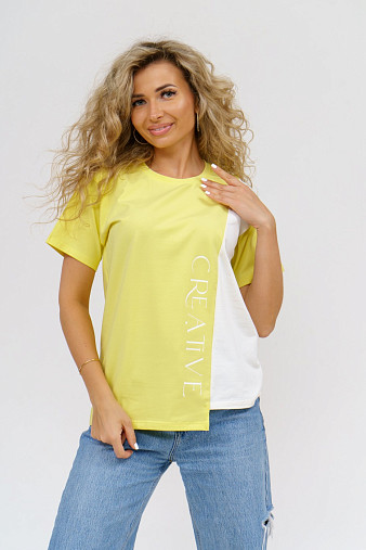 Футболка женская Креатив лимон/молочный