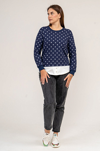 Толстовка женская Аврора синий/горох